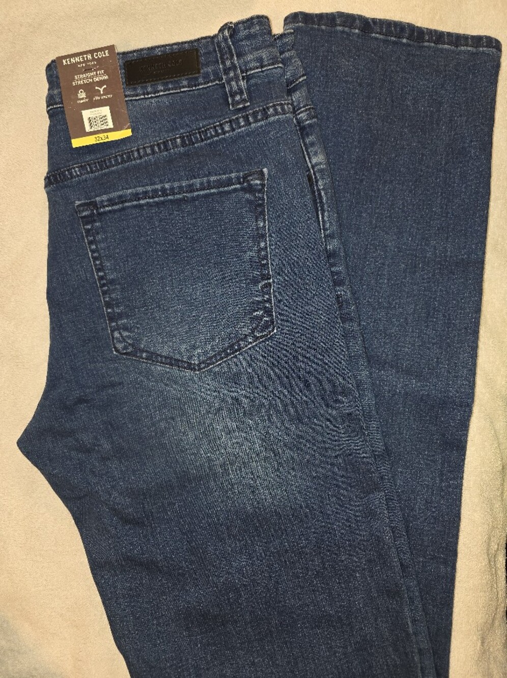 New Kenneth Cole Dark Blue Denim Jeans - Classic Straight Fit